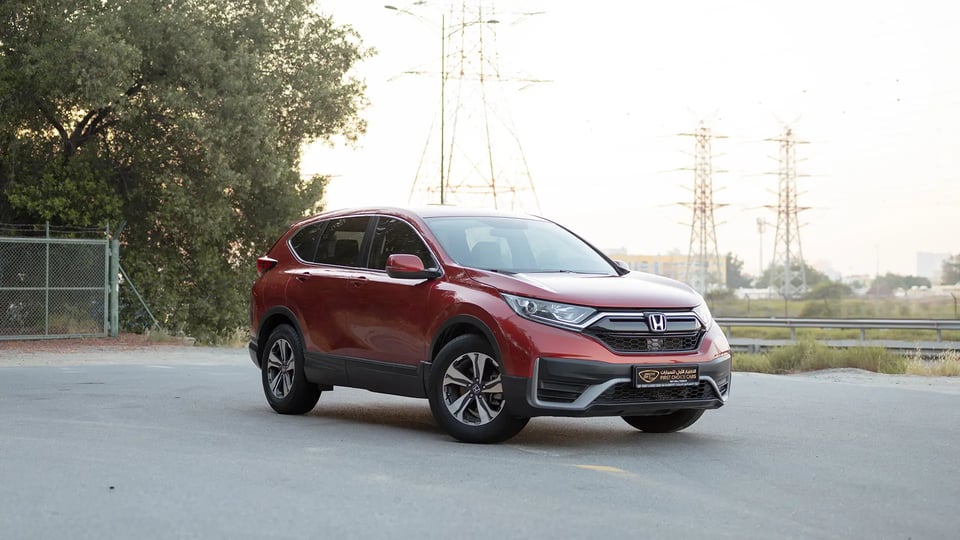 Used 2021 Honda CR-V LX in Red – Right Front Diagonal (45°) View for Sale at First Choice Cars Dubai Sharjah