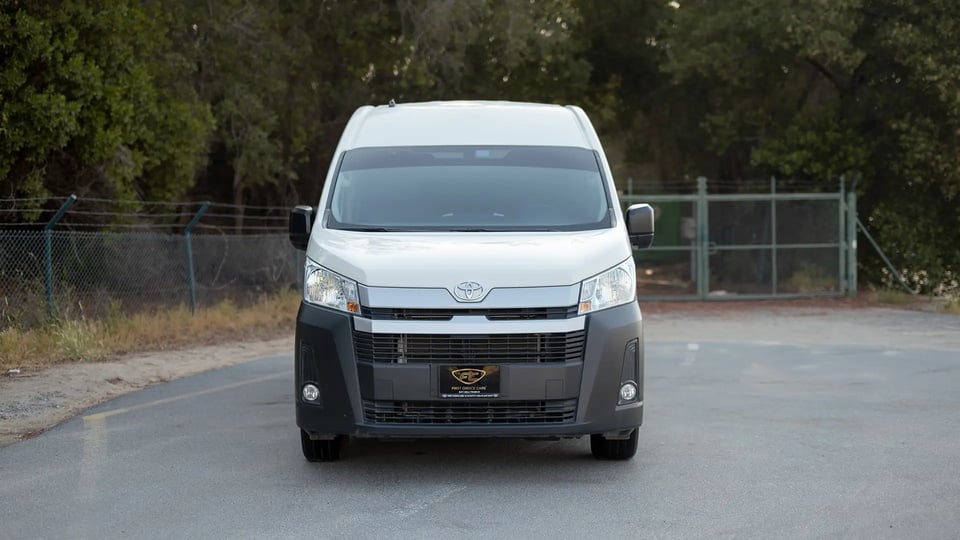 Used 2025 Toyota Hiace GLX High Roof in White – Front View for Sale at First Choice Cars Dubai Sharjah