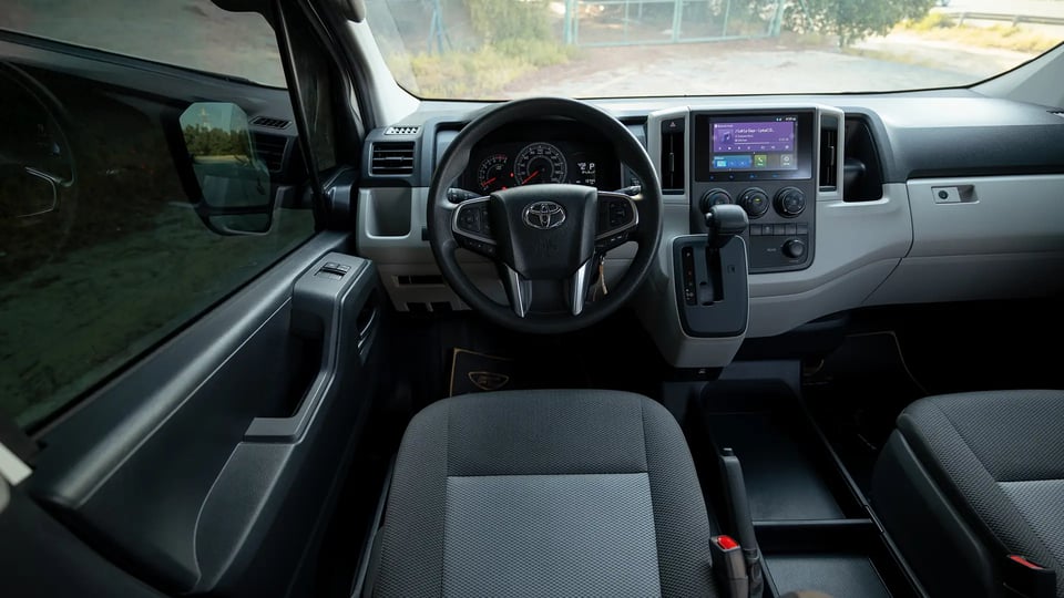 Used 2025 Toyota Hiace GLX High Roof in White – Steering Wheel & Instrument Cluster for Sale at First Choice Cars Dubai Sharjah
