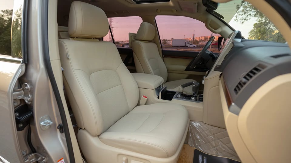 Used 2017 Toyota Land Cruiser GXR in Beige – Front Passenger Side Cabin View for Sale at First Choice Cars Dubai Sharjah
