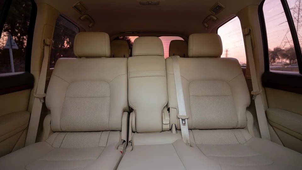Used 2017 Toyota Land Cruiser GXR in Beige – Rear Seat View for Sale at First Choice Cars Dubai Sharjah