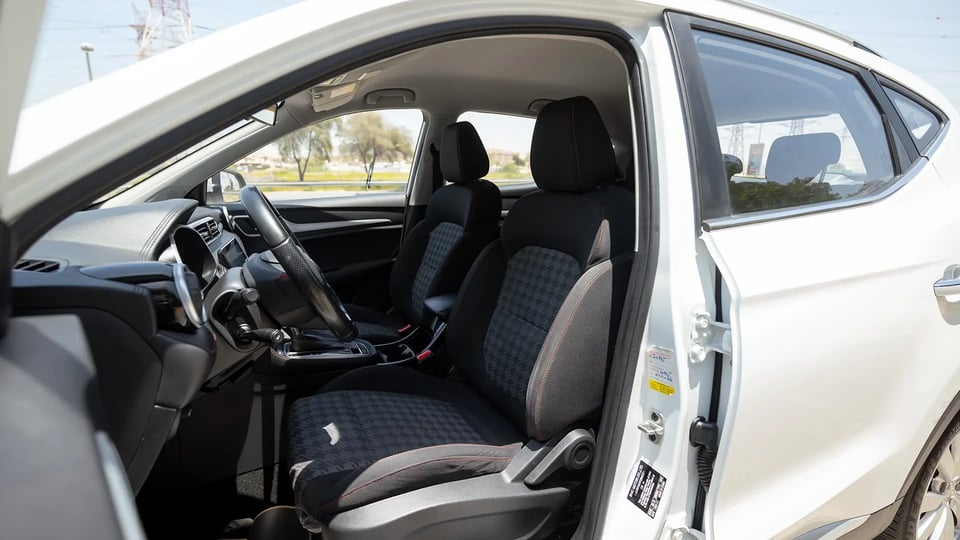 Used 2023 MG ZS Comfort in White – Front Driver Side Cabin View for Sale at First Choice Cars Dubai Sharjah