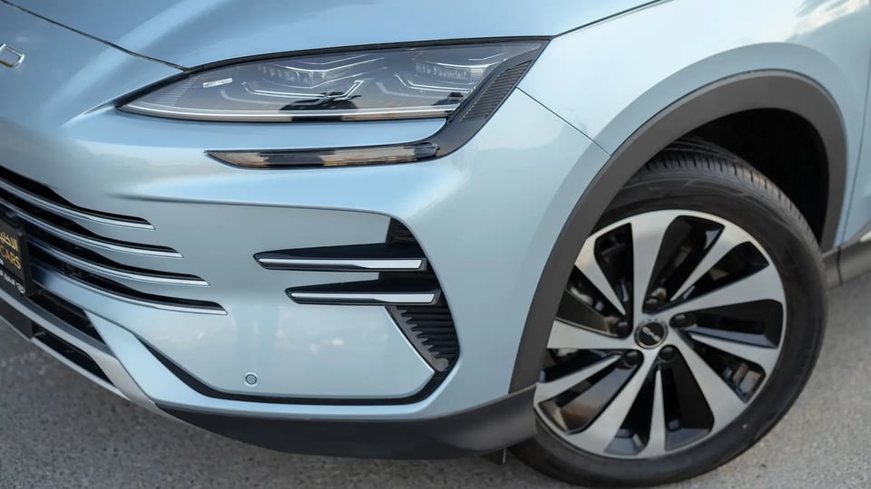 Used 2025 BYD Song Plus Design in Blue – Headlight Close-up for Sale at First Choice Cars Dubai Sharjah