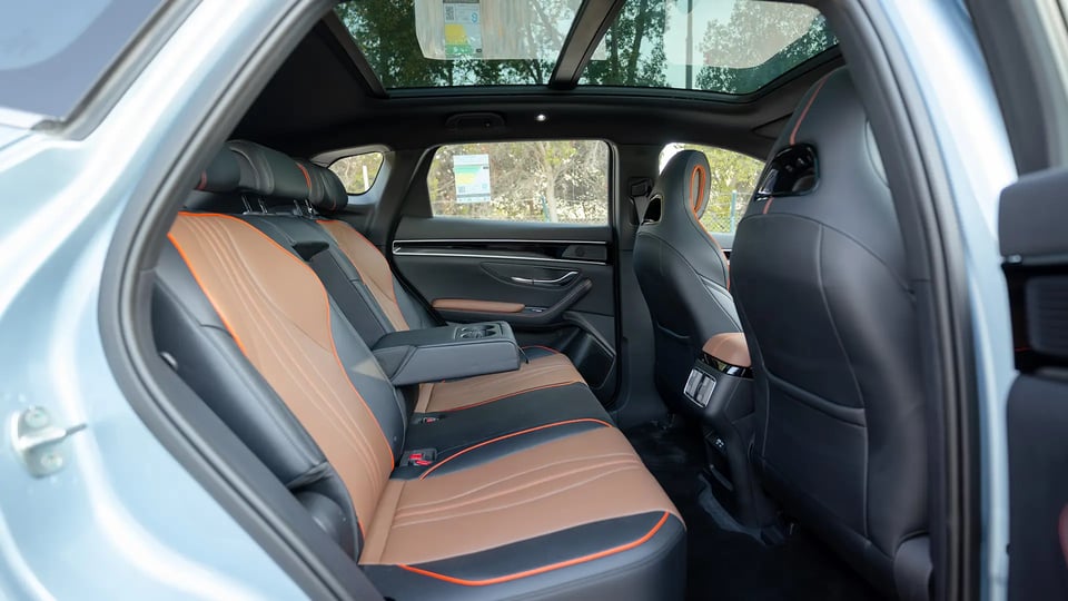 Used 2025 BYD Song Plus Design in Blue – Rear Passenger Side Cabin View for Sale at First Choice Cars Dubai Sharjah