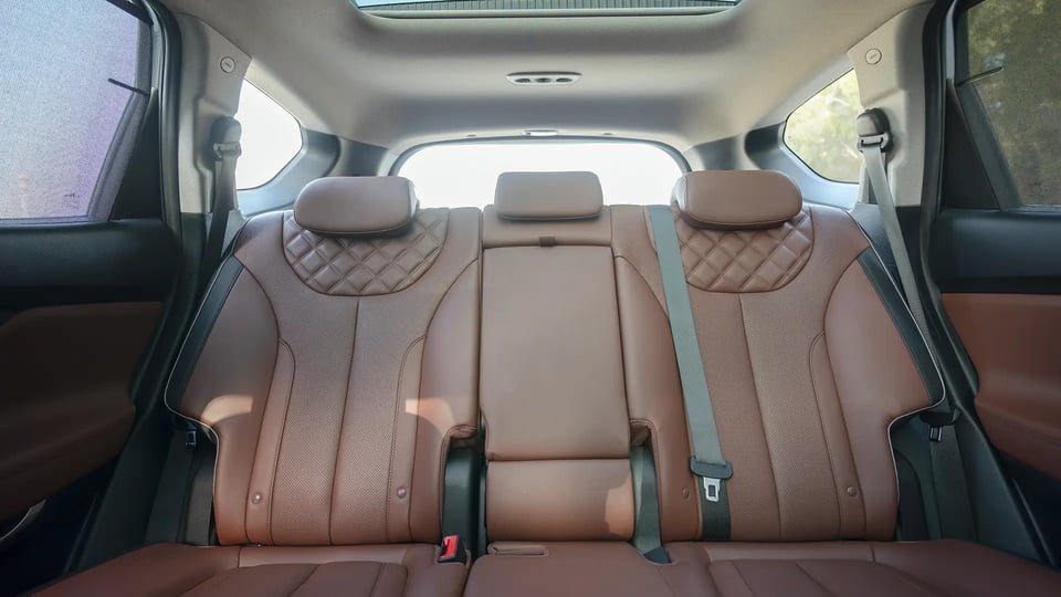 Used 2023 Hyundai Santa Fe Premium Plus in Grey – Rear Seat View for Sale at First Choice Cars Dubai Sharjah