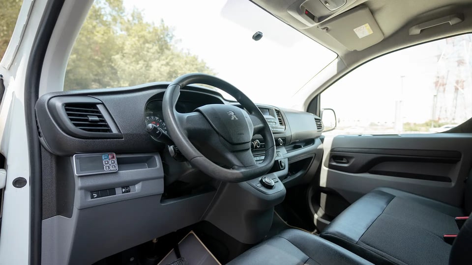 Used 2022 Peugeot Expert L3 in White – Driver Side Dashboard & Steering View for Sale at First Choice Cars Dubai Sharjah