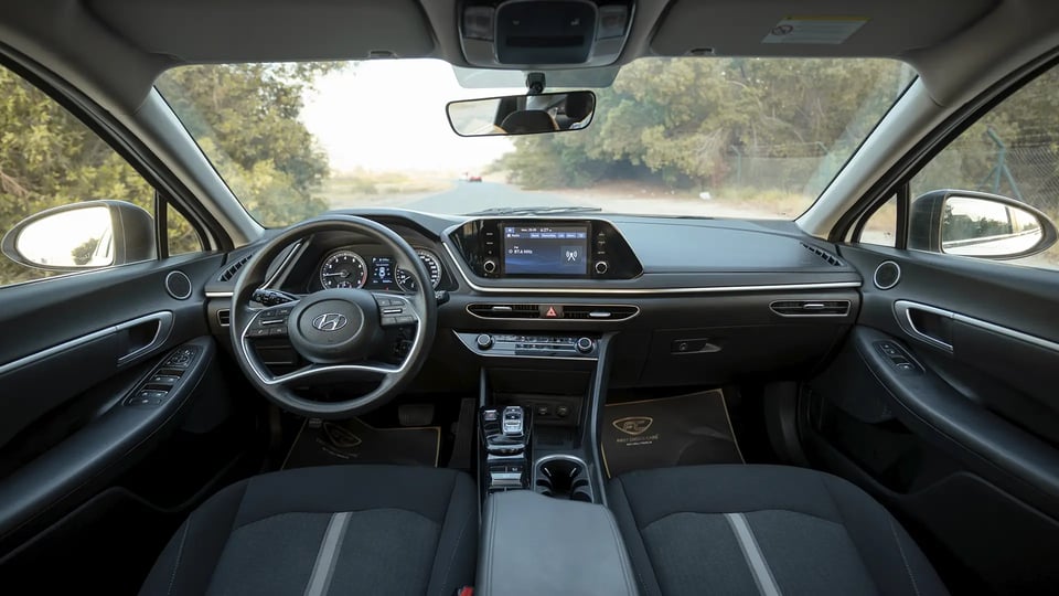 Used 2023 Hyundai Sonata Comfort in White – Front Cabin / Dashboard Full View for Sale at First Choice Cars Dubai Sharjah