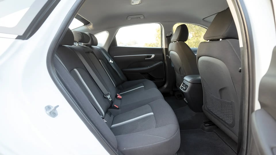 Used 2023 Hyundai Sonata Comfort in White – Rear Passenger Side Cabin View for Sale at First Choice Cars Dubai Sharjah