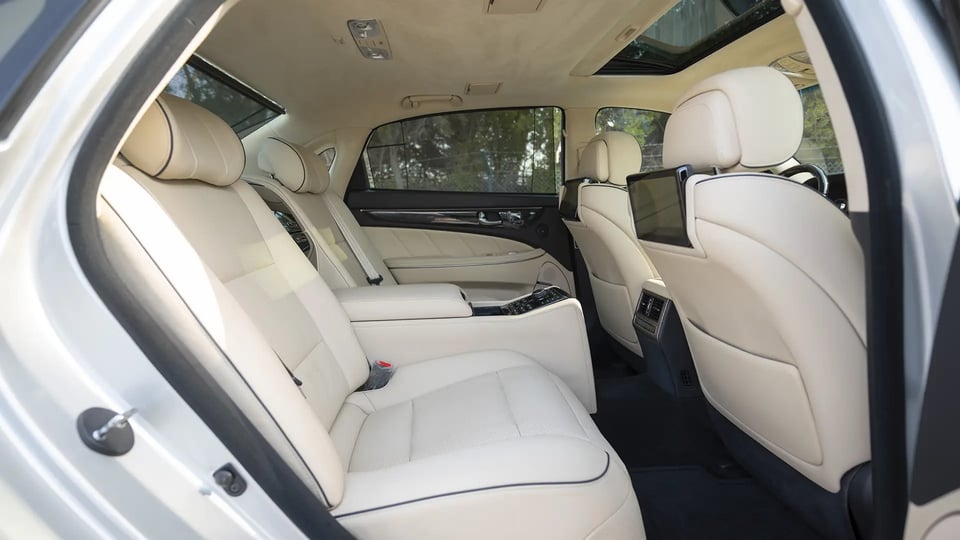 Used 2014 Hyundai Centennial VS500 in Silver – Rear Passenger Side Cabin View for Sale at First Choice Cars Dubai Sharjah
