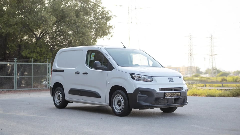 Used 2025 Fiat Doblo Cargo in White – Right Front Diagonal (45°) View for Sale at First Choice Cars Dubai Sharjah