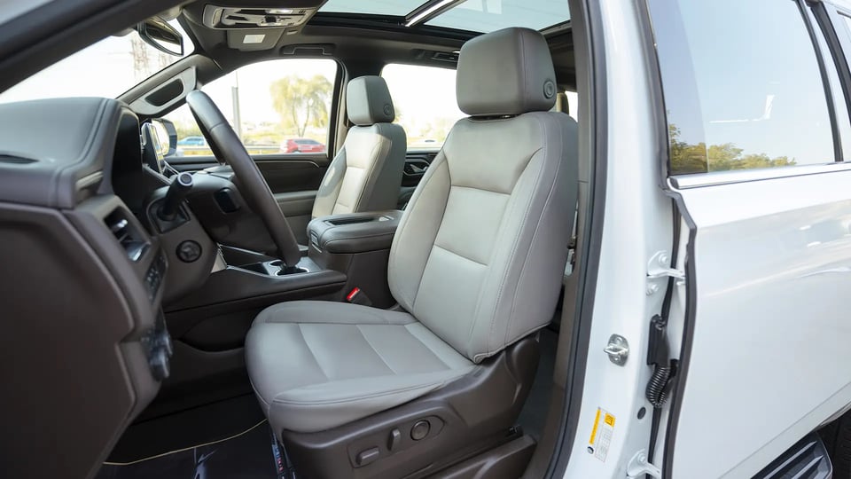 Used 2023 Chevrolet Suburban LT in White – Front Driver Side Cabin View for Sale at First Choice Cars Dubai Sharjah