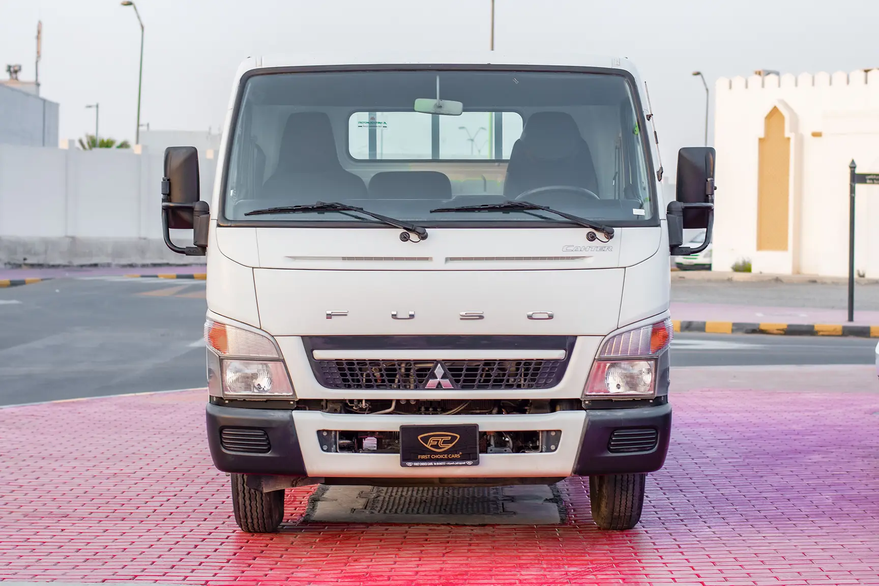 Used 2017 Mitsubishi Canter Cargo Body White – Front View at First Choice Cars Sharjah