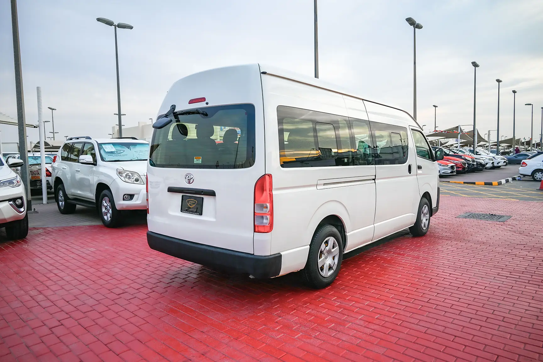 Used 2017 Toyota Hiace GLX - High Roof White – Right Back Diagonal (45°) View at First Choice Cars Sharjah