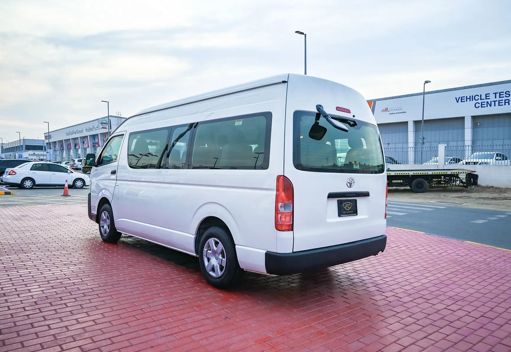 Used 2017 Toyota Hiace GLX - High Roof White – Left Back Diagonal (45°) View at First Choice Cars Sharjah