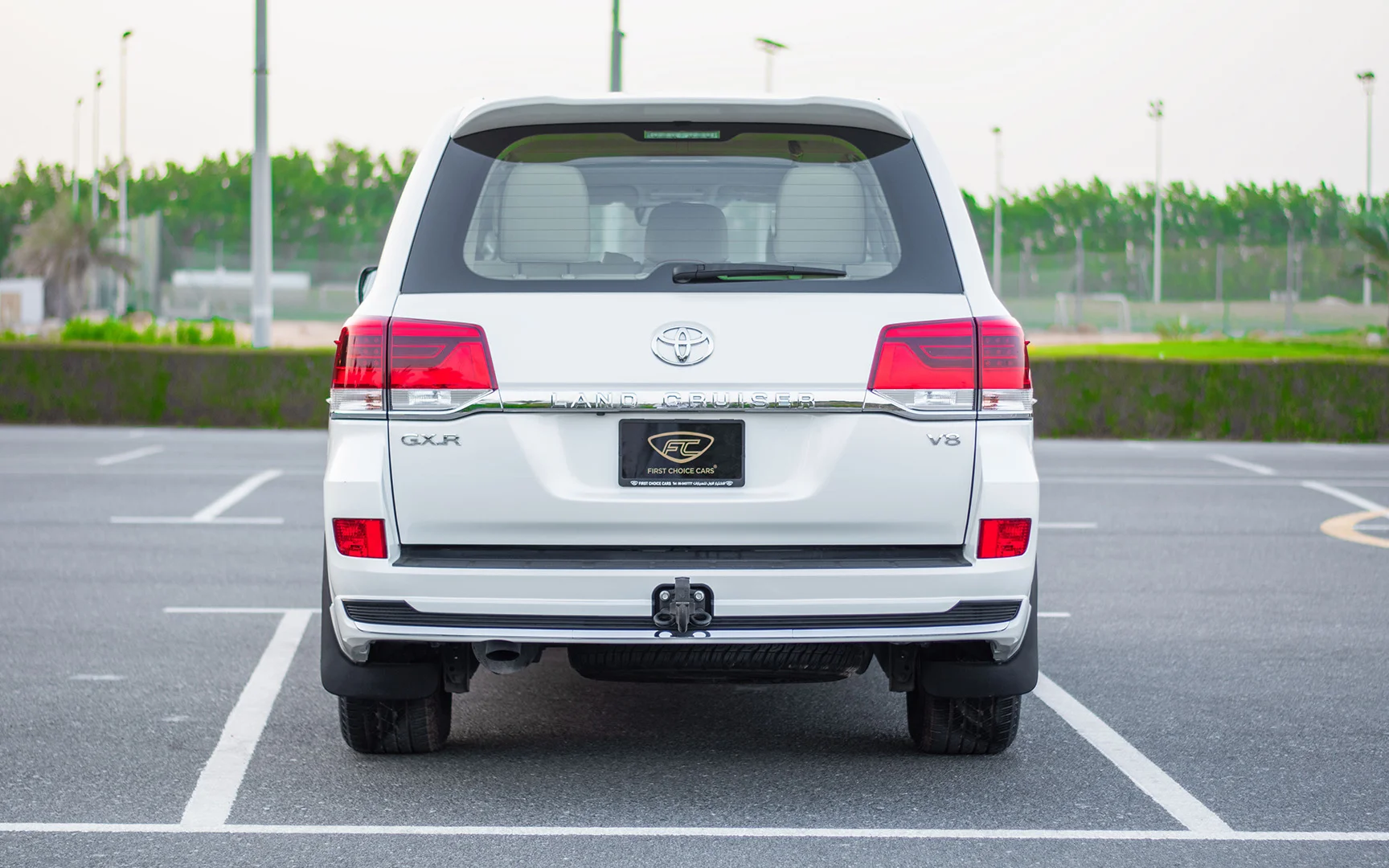 Used 2021 Toyota Land Cruiser GXR White – Back/Rear View at First Choice Cars Sharjah