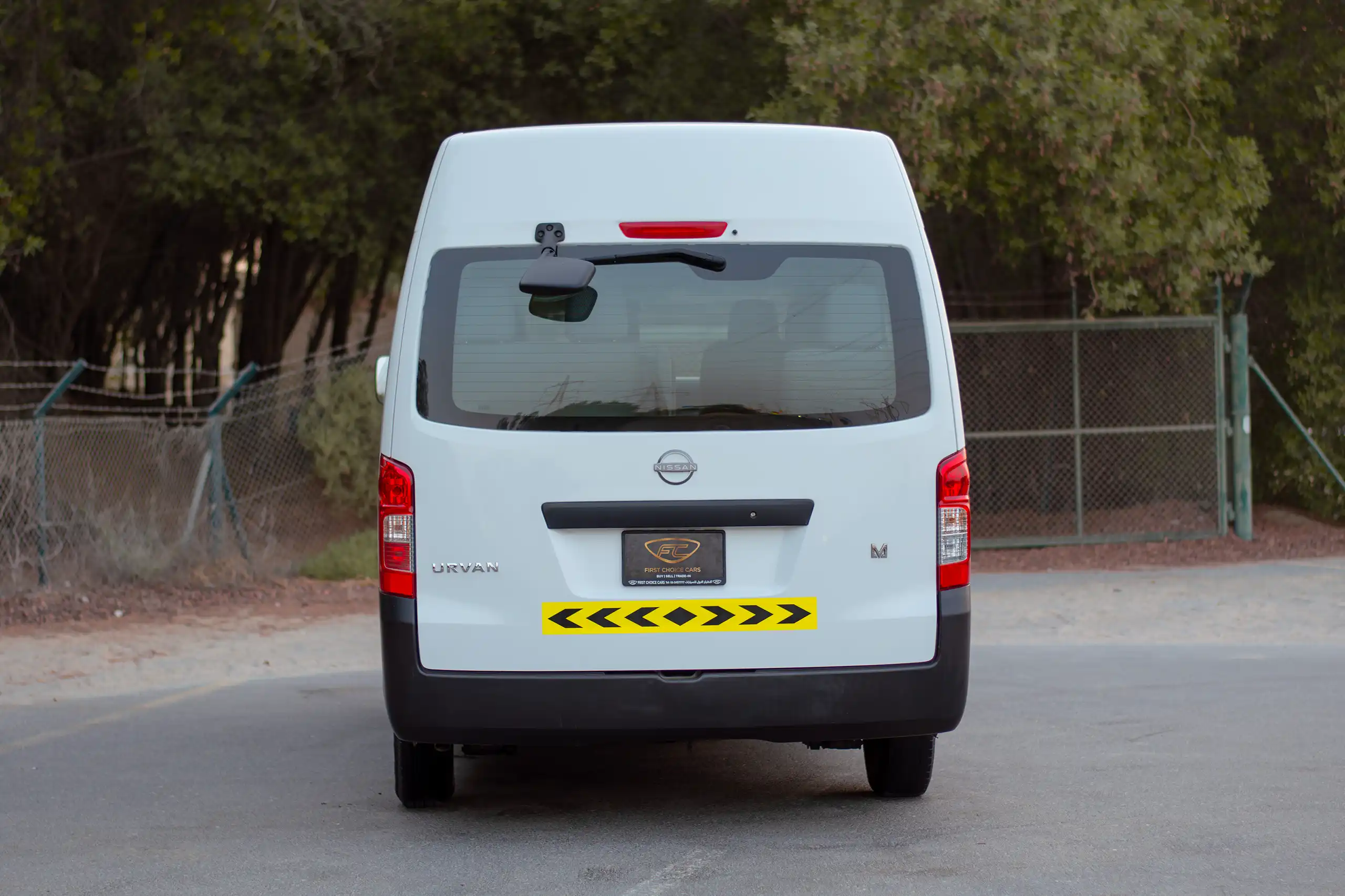 Used 2023 Nissan Urvan Microbus 4 Doors 13 Seater A/t High Roof Wb in White – Back/Rear View for Sale at First Choice Cars Dubai Sharjah