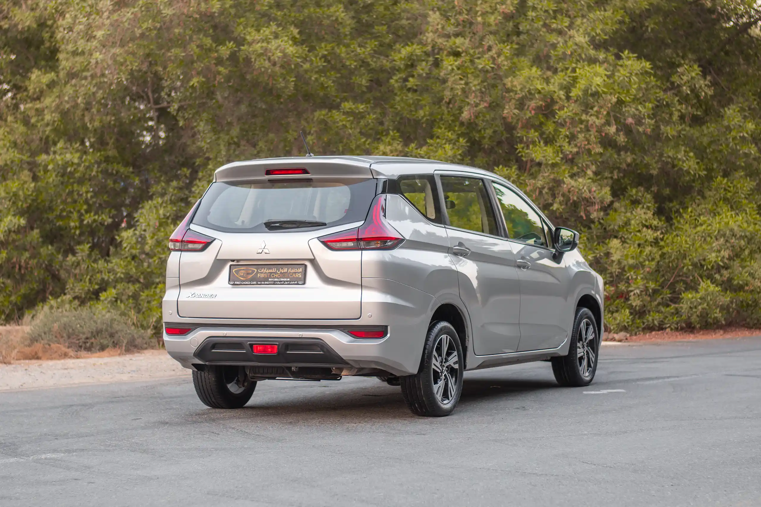Used 2022 Mitsubishi XPANDER GLS Silver – Right Back Diagonal (45°) View at First Choice Cars Sharjah