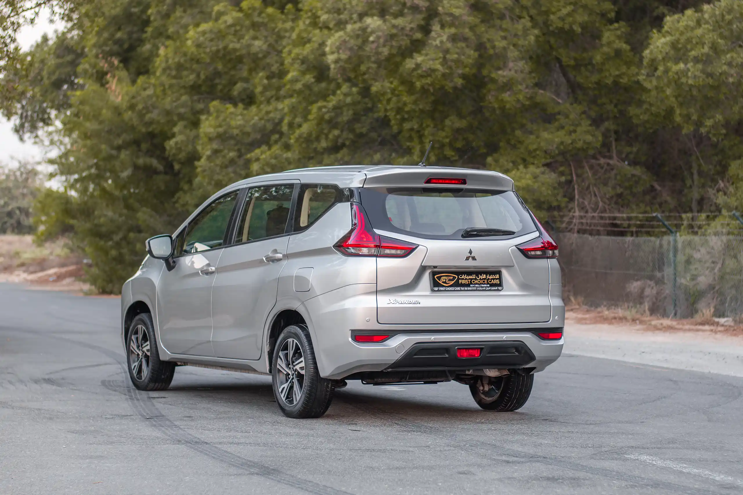 Used 2022 Mitsubishi XPANDER GLS Silver – Left Back Diagonal (45°) View at First Choice Cars Sharjah