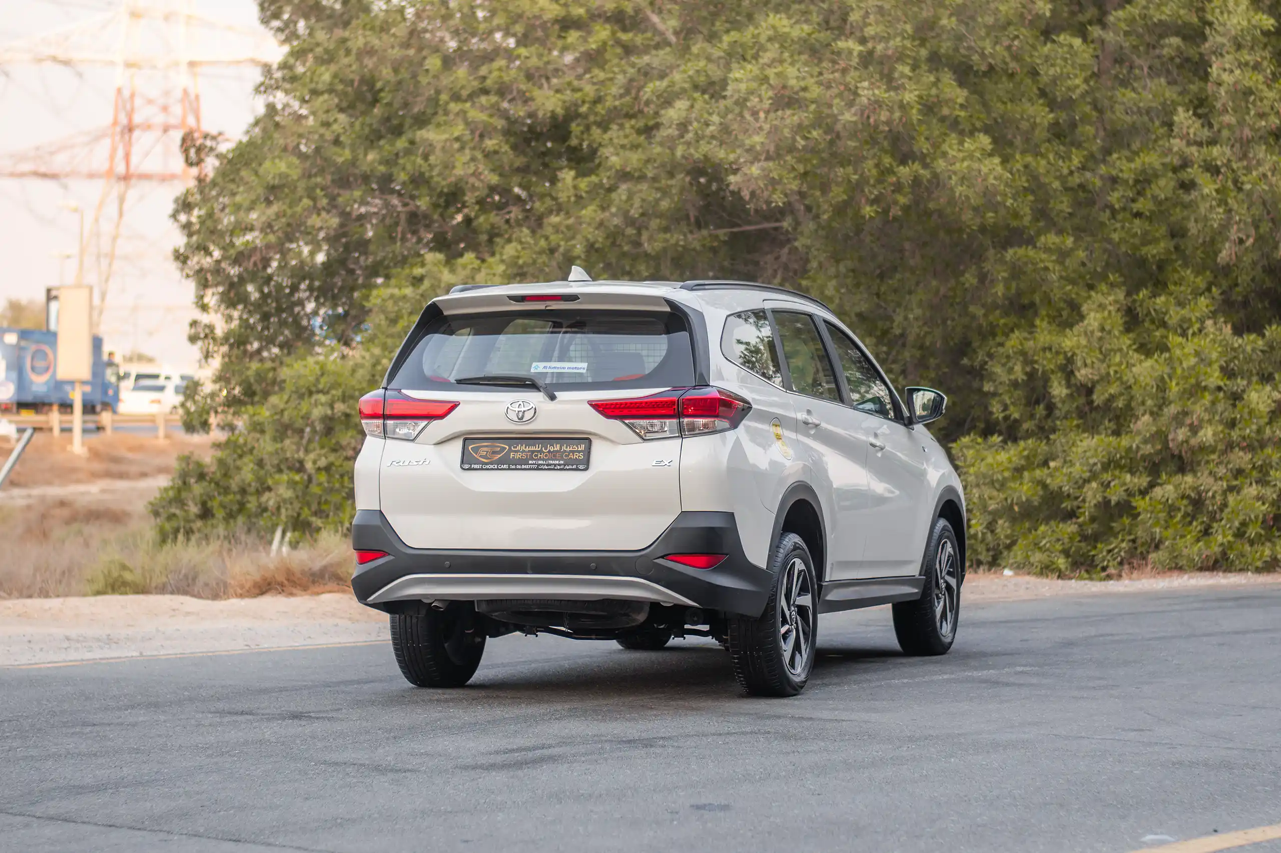 Used 2023 Toyota Rush Ex White – Right Back Diagonal (45°) View at First Choice Cars Sharjah