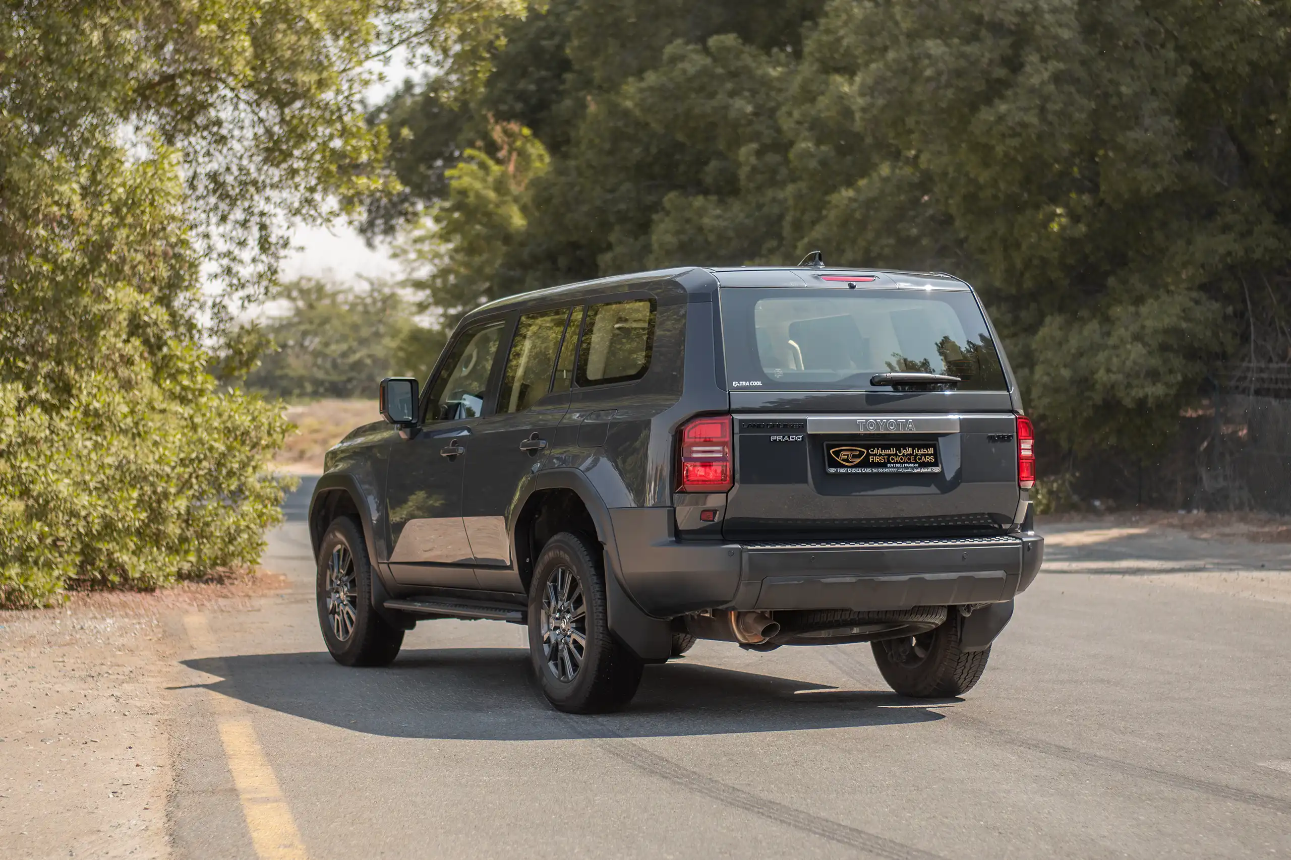 Used 2024 Toyota Prado TXR Grey – Right Back Diagonal (45°) View at First Choice Cars Sharjah