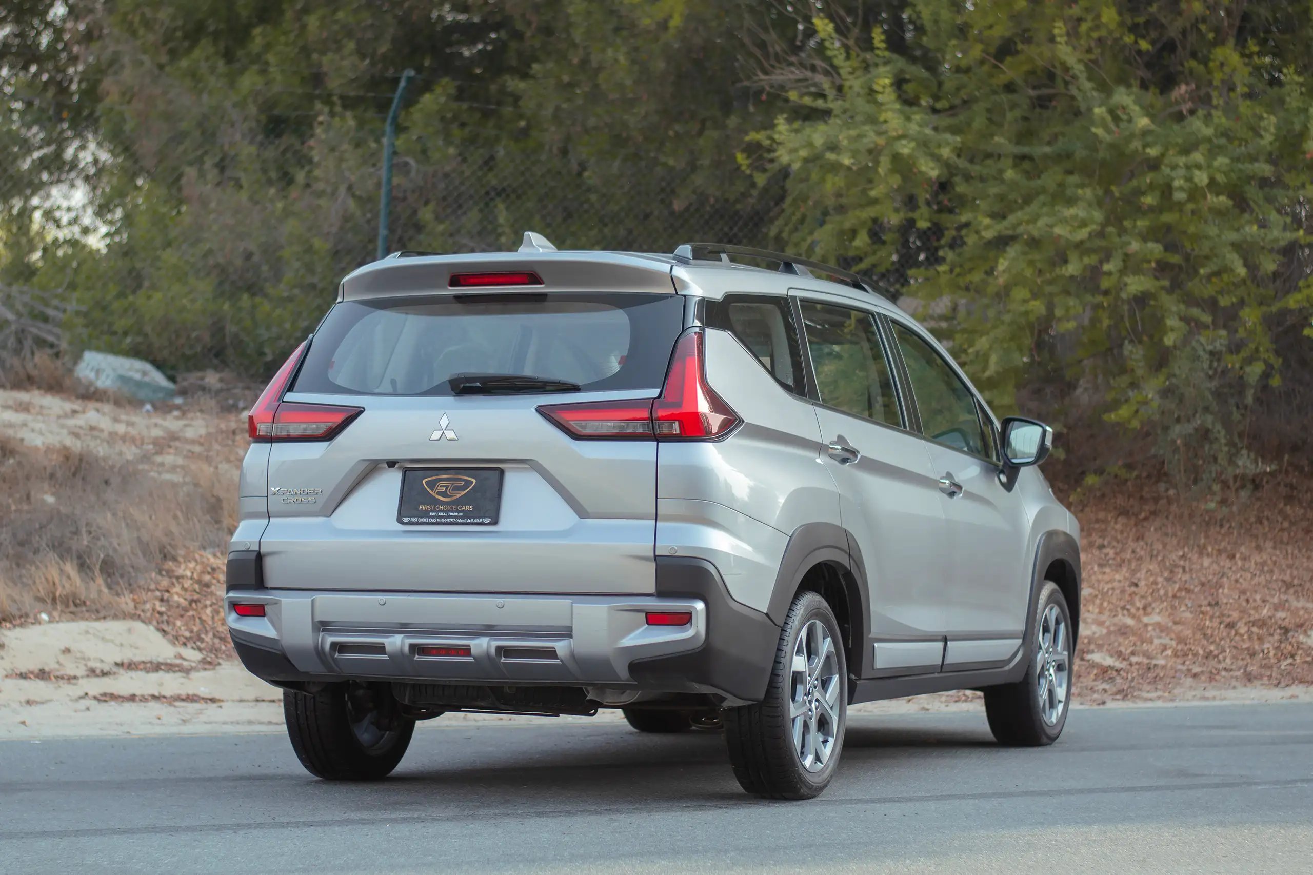 Used 2024 Mitsubishi Xpander Cross Premium Silver – Right Back Diagonal (45°) View at First Choice Cars Sharjah