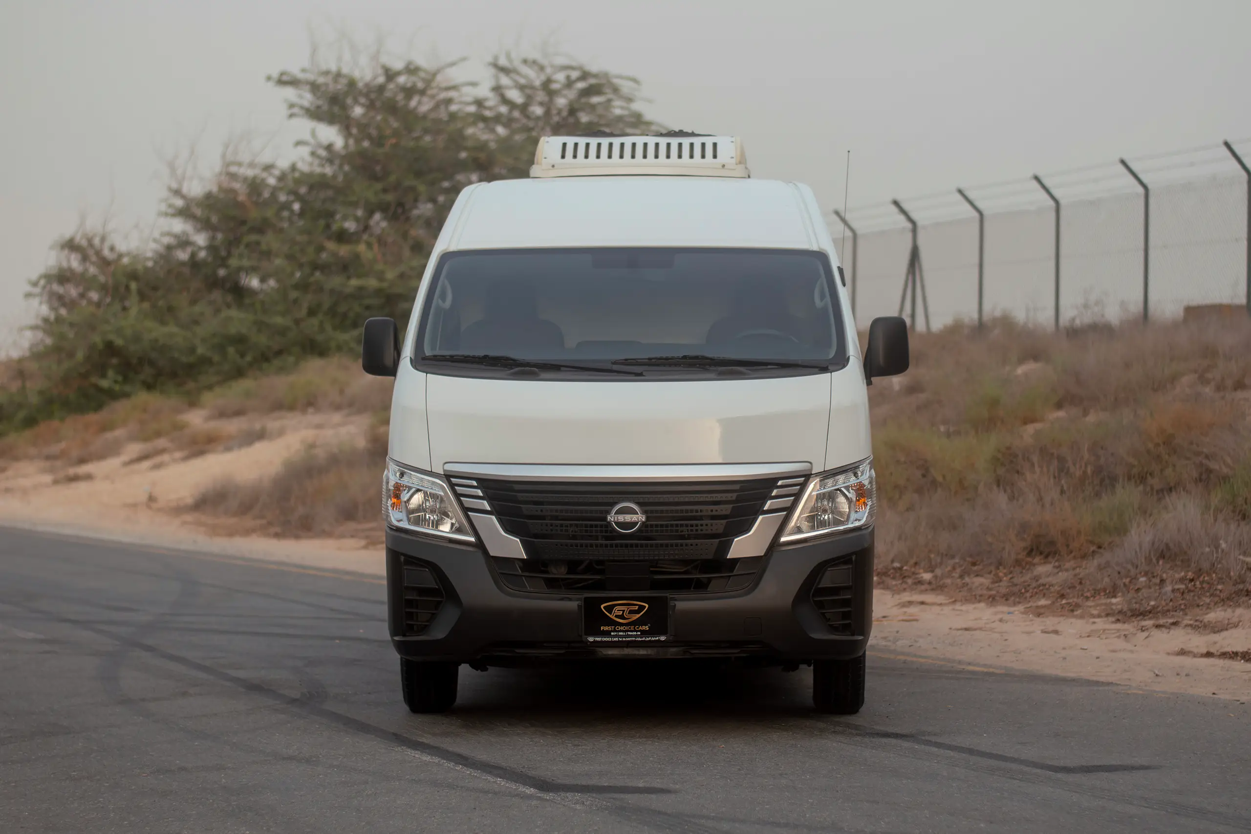 Used 2023 Nissan Urvan High Roof Chiller White – Front View at First Choice Cars Sharjah