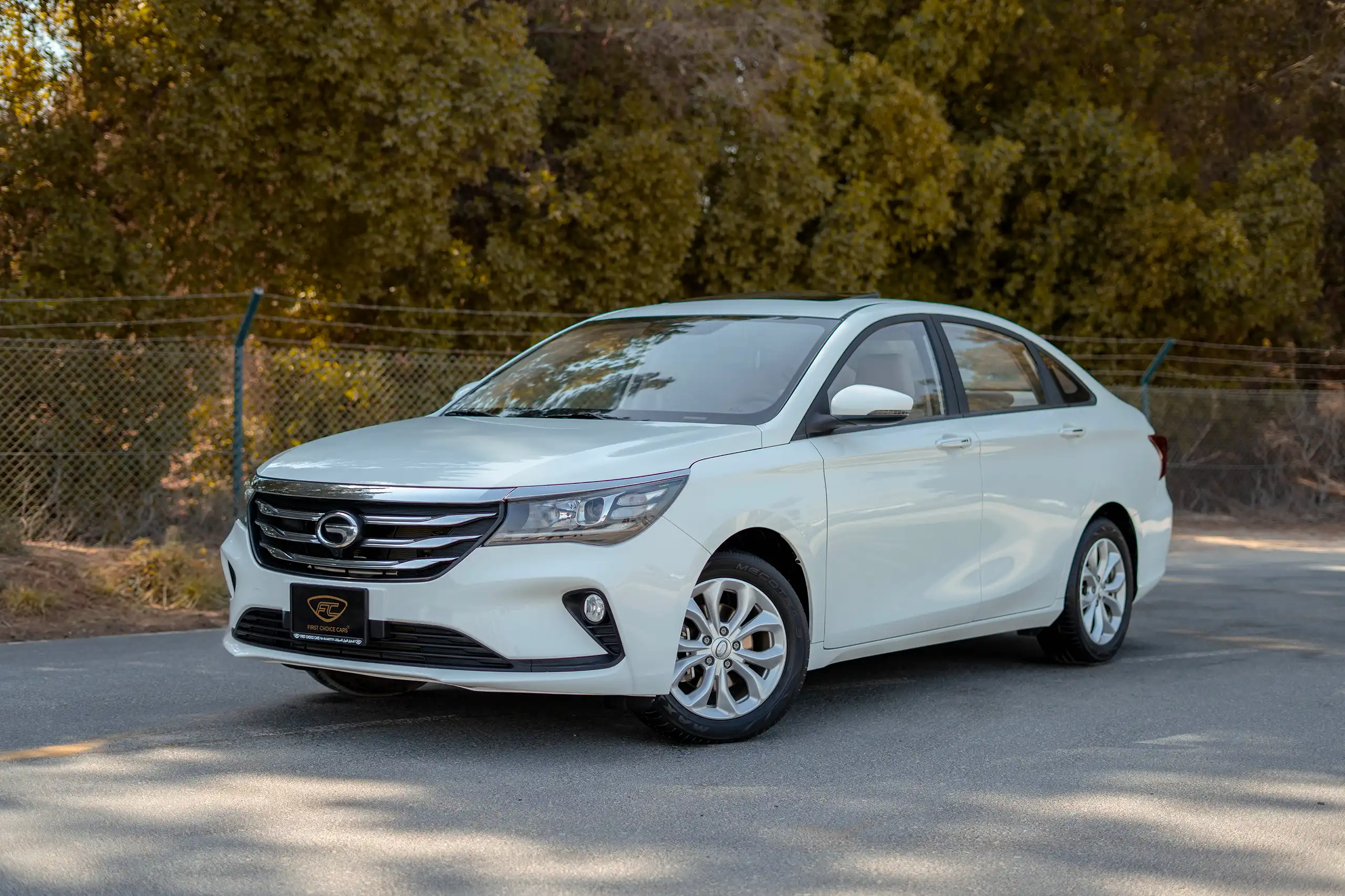 Used 2023 GAC GA4 GE White – Left Front Diagonal (45°) View at First Choice Cars Sharjah