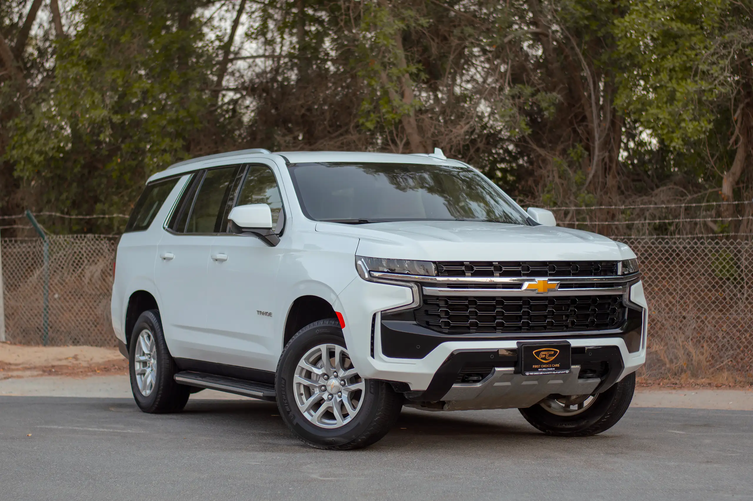Used 2023 Chevrolet Tahoe LS White – Right Front Diagonal (45°) View at First Choice Cars Sharjah