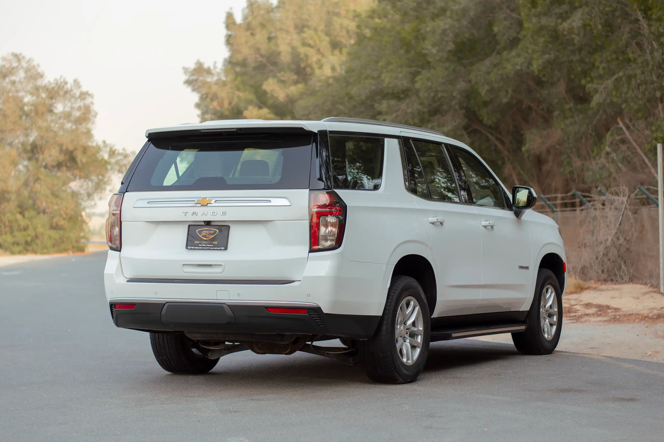Used 2023 Chevrolet Tahoe LS White – Right Back Diagonal (45°) View at First Choice Cars Sharjah