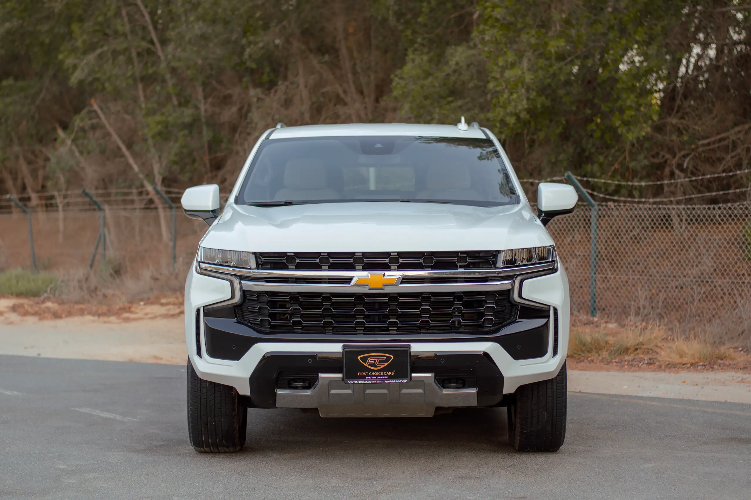 Used 2023 Chevrolet Tahoe LS White – Front View at First Choice Cars Sharjah