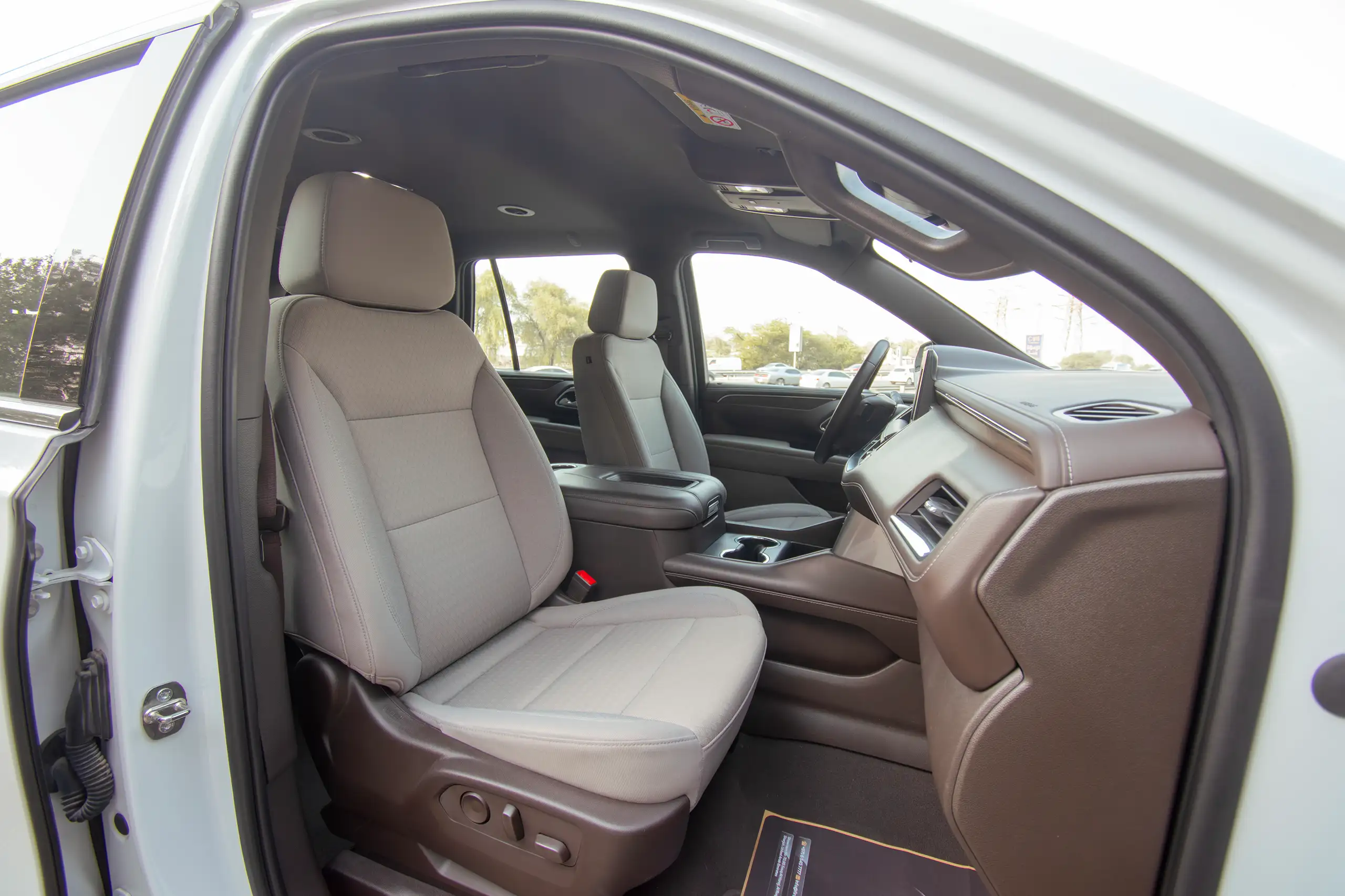 Used 2023 Chevrolet Tahoe LS White – Front Passenger Side Cabin View at First Choice Cars Sharjah