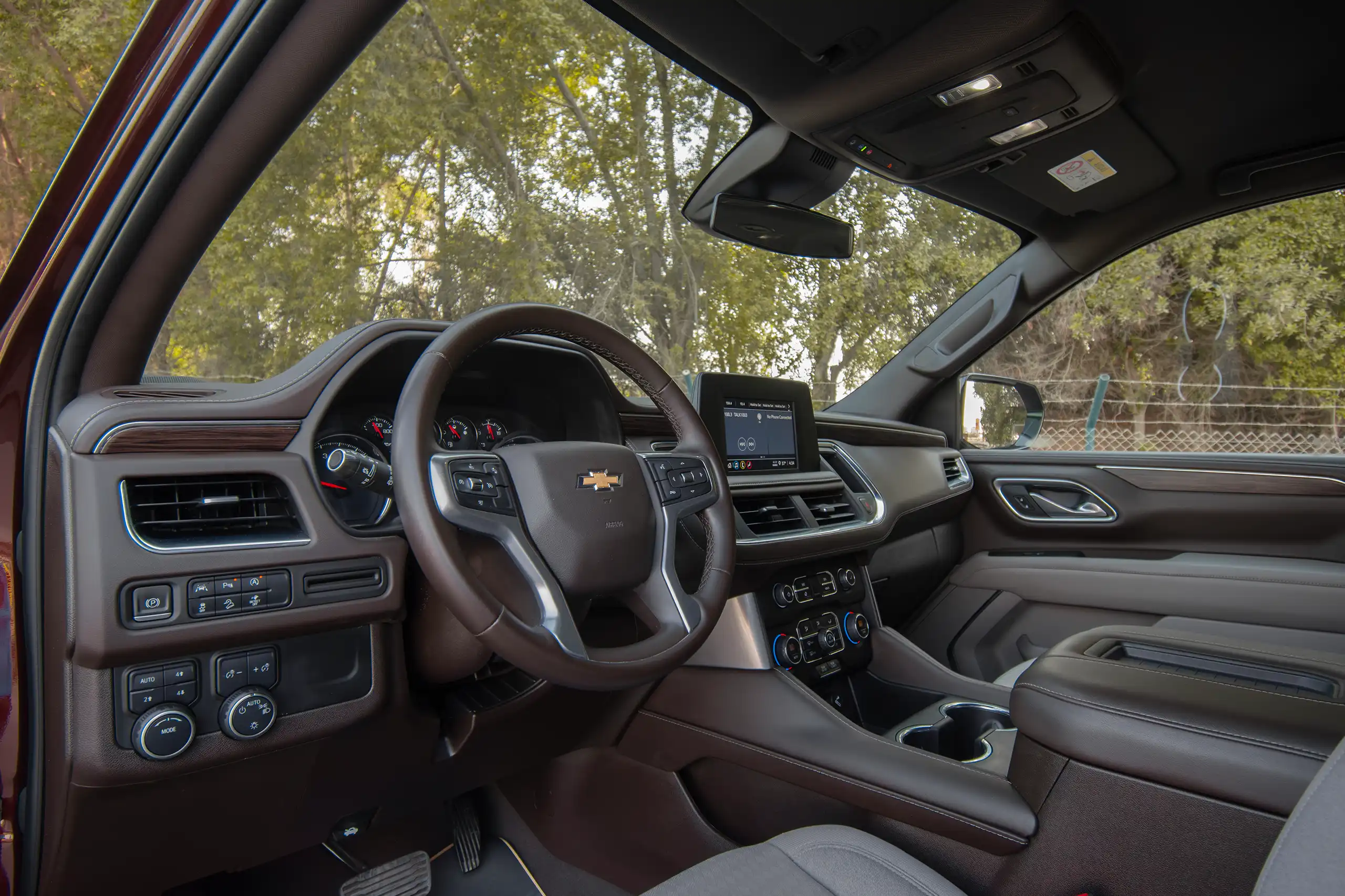 Used 2023 Chevrolet Tahoe LS Maroon – Driver Side Dashboard & Steering View at First Choice Cars Sharjah