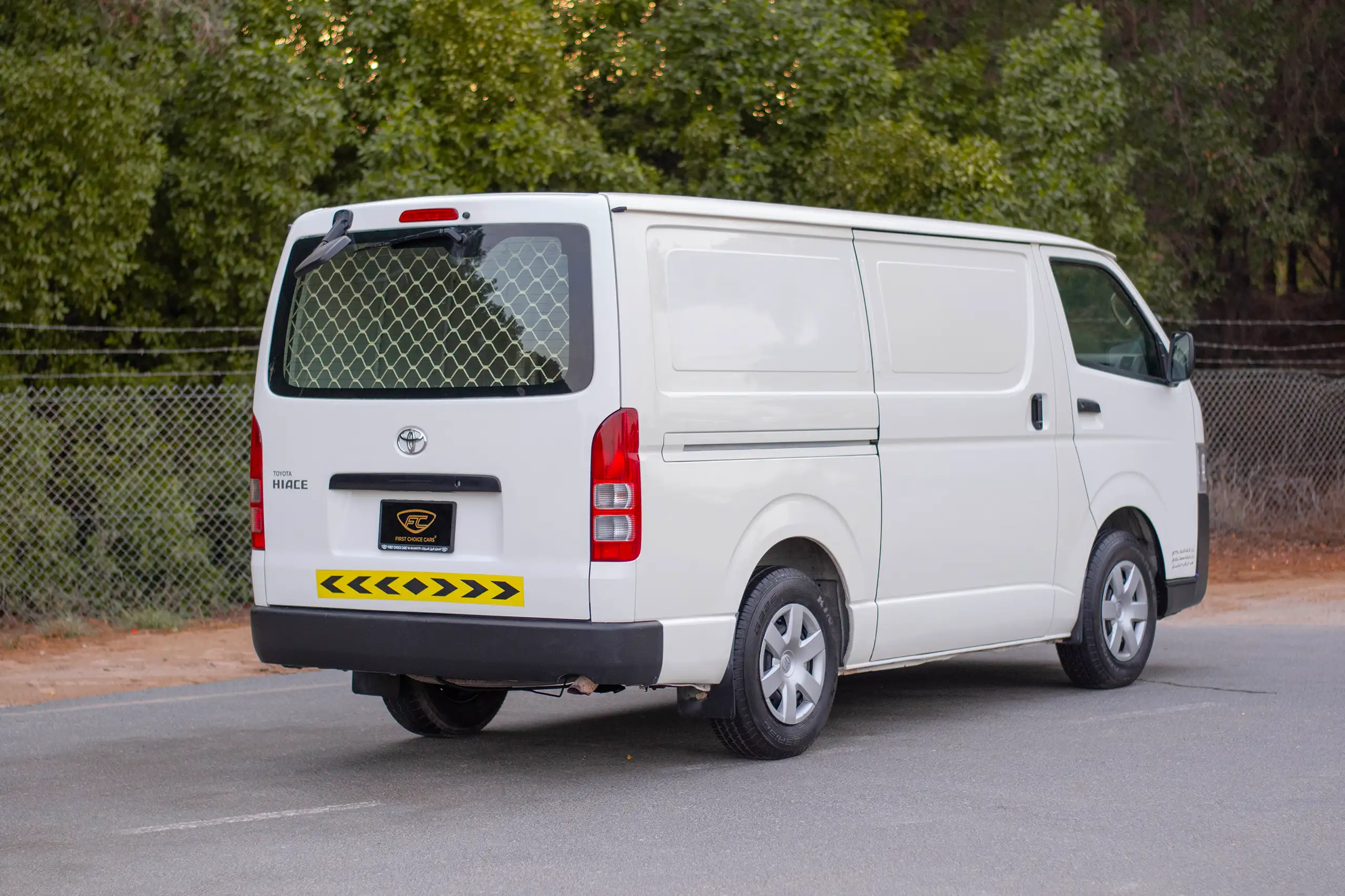 Used 2022 Toyota Hiace GL Std Roof 3 STR Panel Van White – Right Back Diagonal (45°) View at First Choice Cars Sharjah