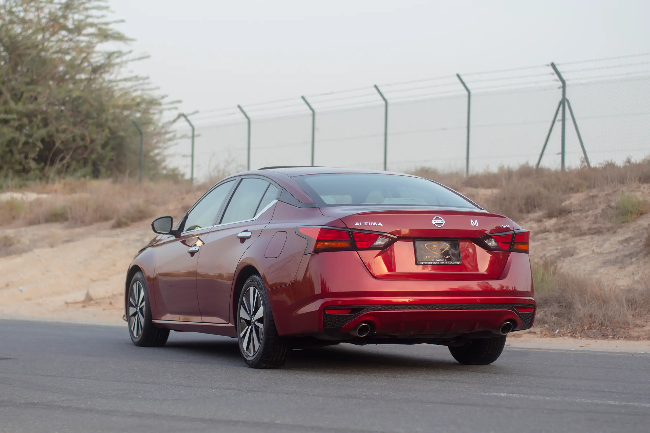 Used 2022 Nissan Altima SV Red – Left Back Diagonal (45°) View at First Choice Cars Sharjah