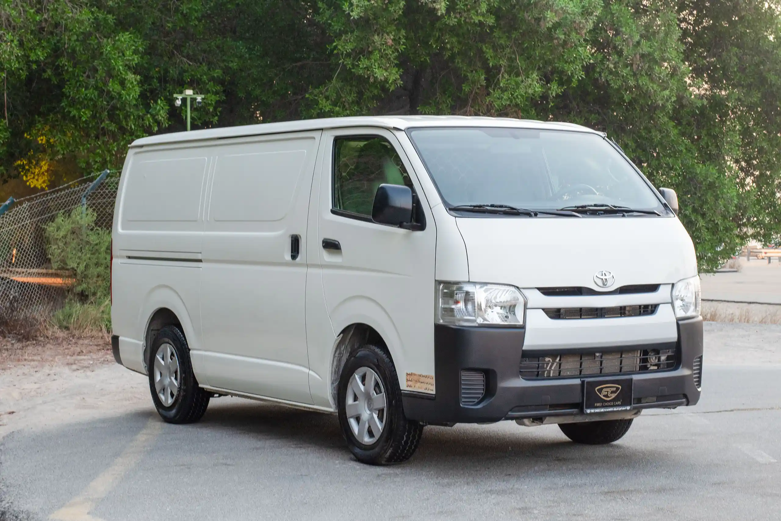 Used 2021 Toyota Hiace GL Std Roof 3 STR Panel Van White – Right Front Diagonal (45°) View at First Choice Cars Sharjah