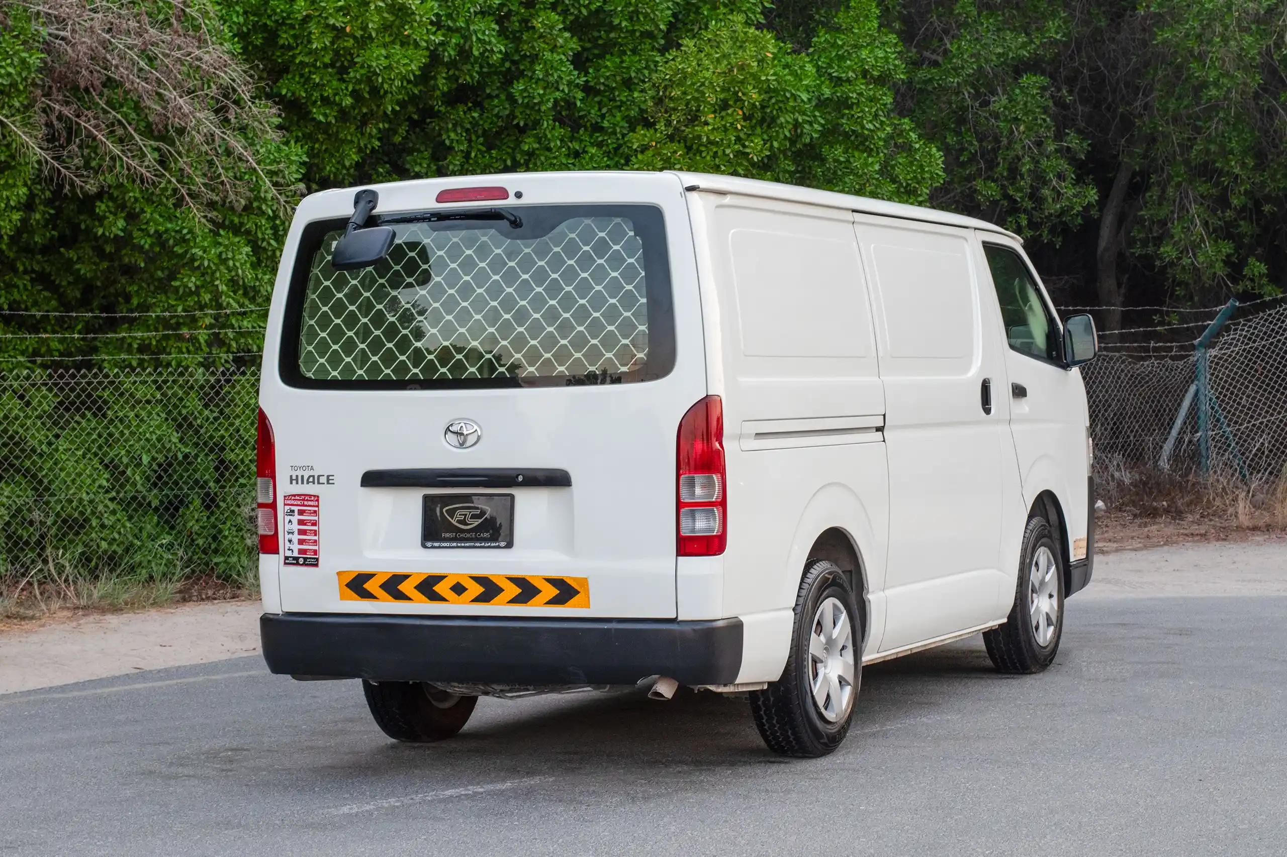 Used 2021 Toyota Hiace GL Std Roof 3 STR Panel Van White – Right Back Diagonal (45°) View at First Choice Cars Sharjah