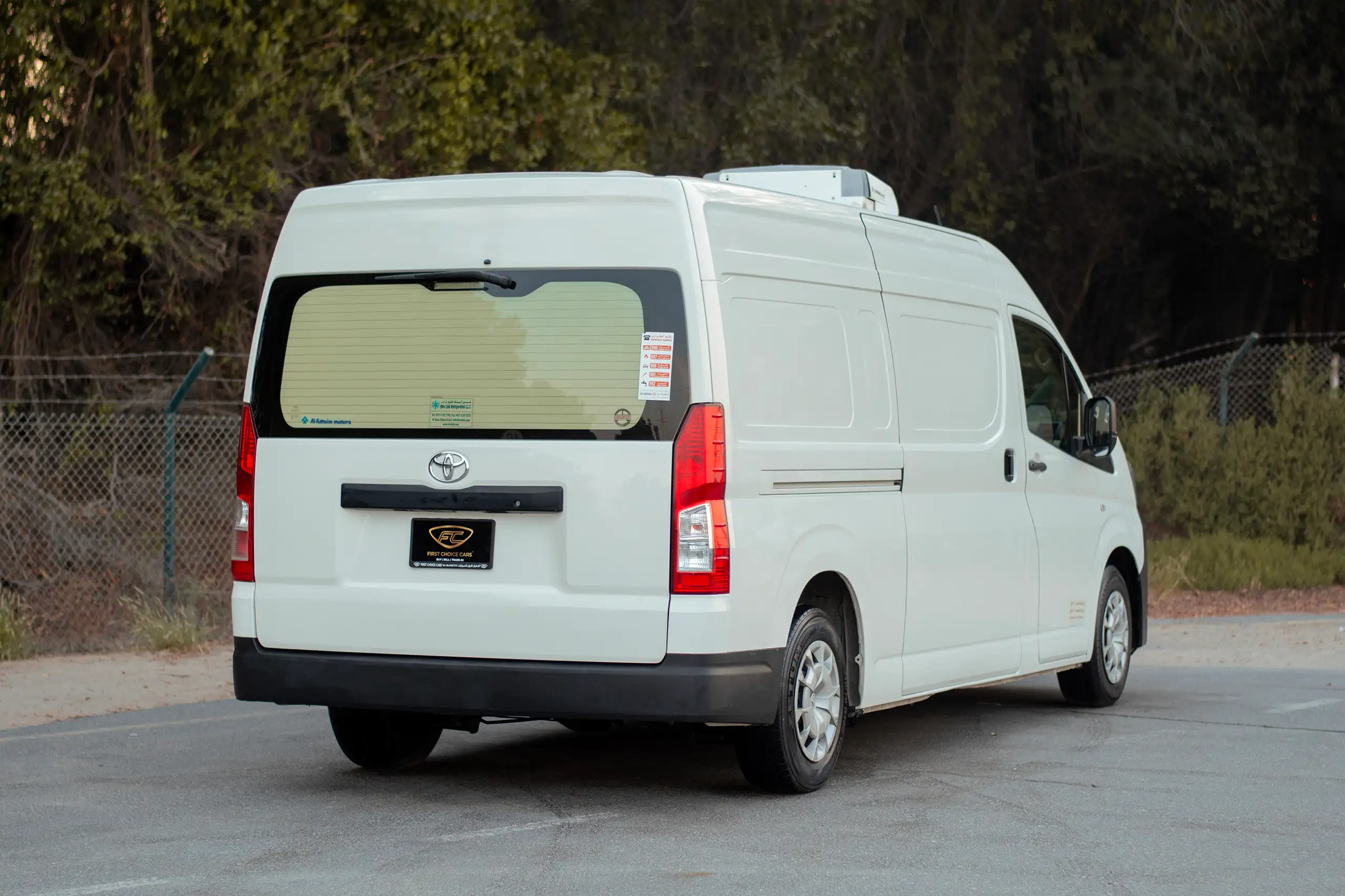 Used 2021 Toyota Hiace GL- High Roof Freezer Van White – Right Back Diagonal (45°) View at First Choice Cars Sharjah