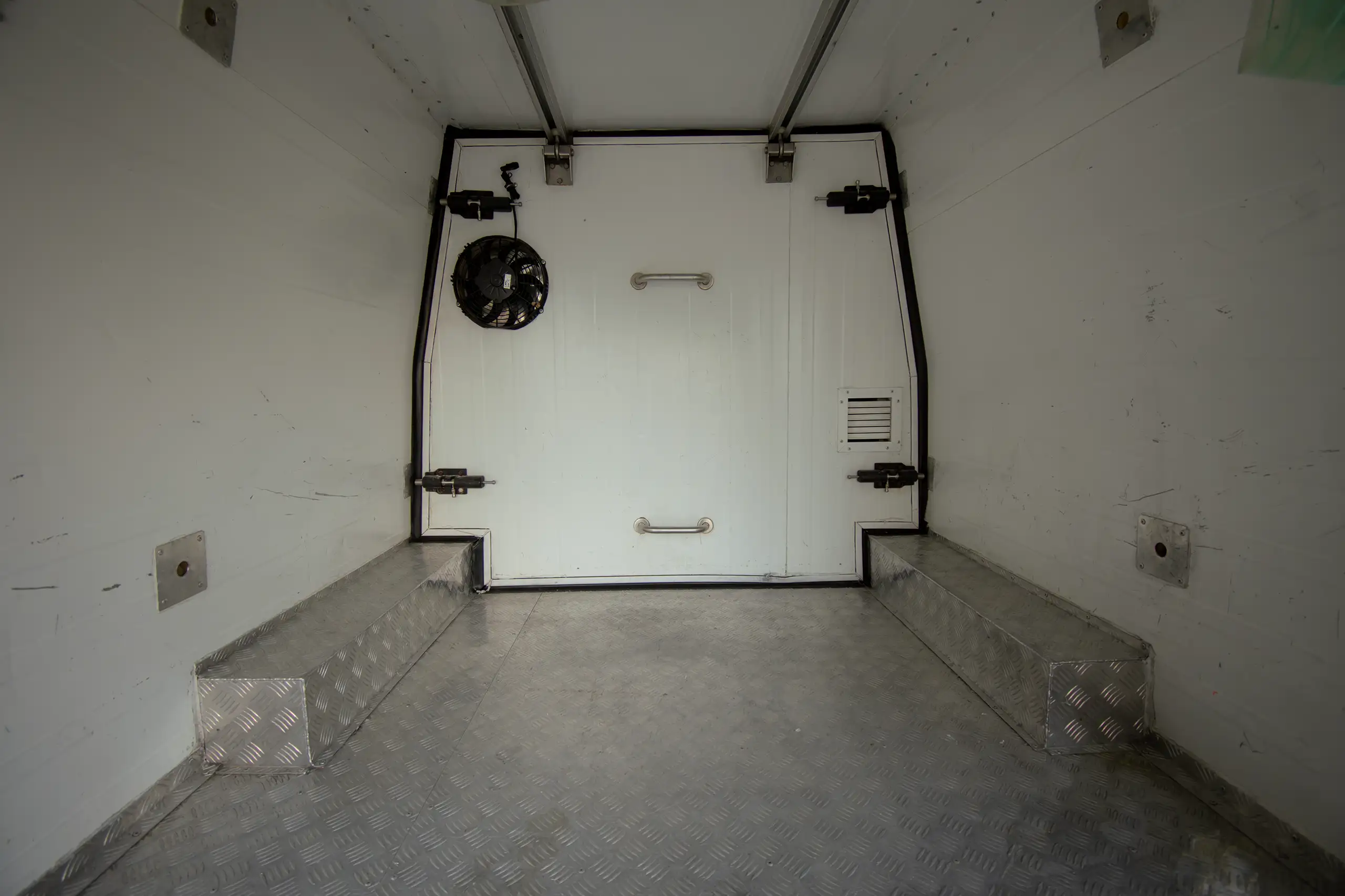 Used 2021 Toyota Hiace GL- High Roof Freezer Van White – Freezer Box Rear Opening View at First Choice Cars Sharjah