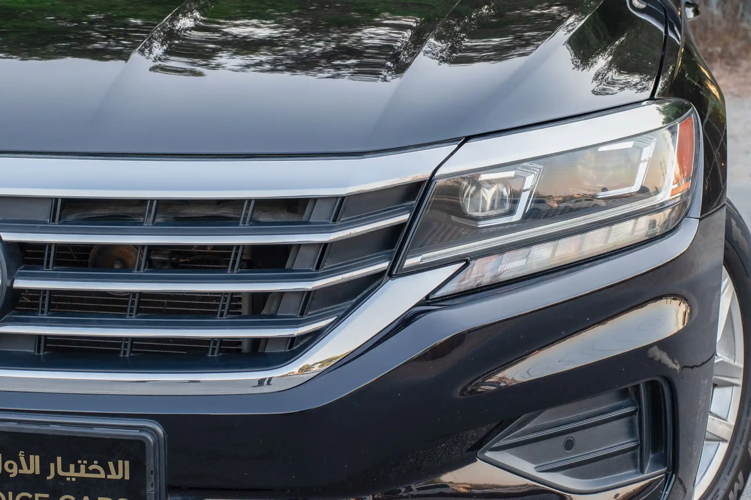 Used 2020 Volkswagen PASSAT Trendline Black – Headlight Close-up at First Choice Cars Sharjah