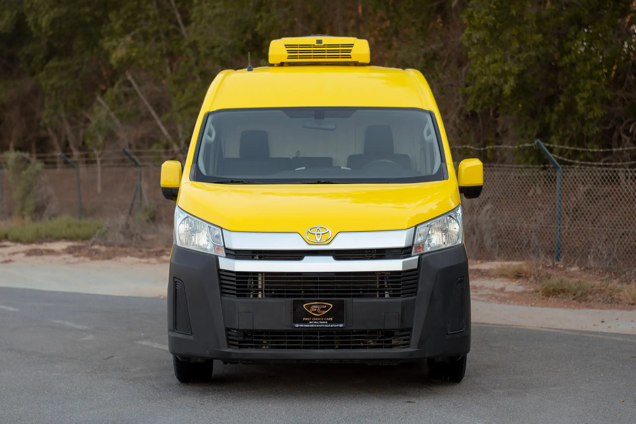 Used 2020 Toyota Hiace GL- High Roof Yellow – Front View at First Choice Cars Sharjah