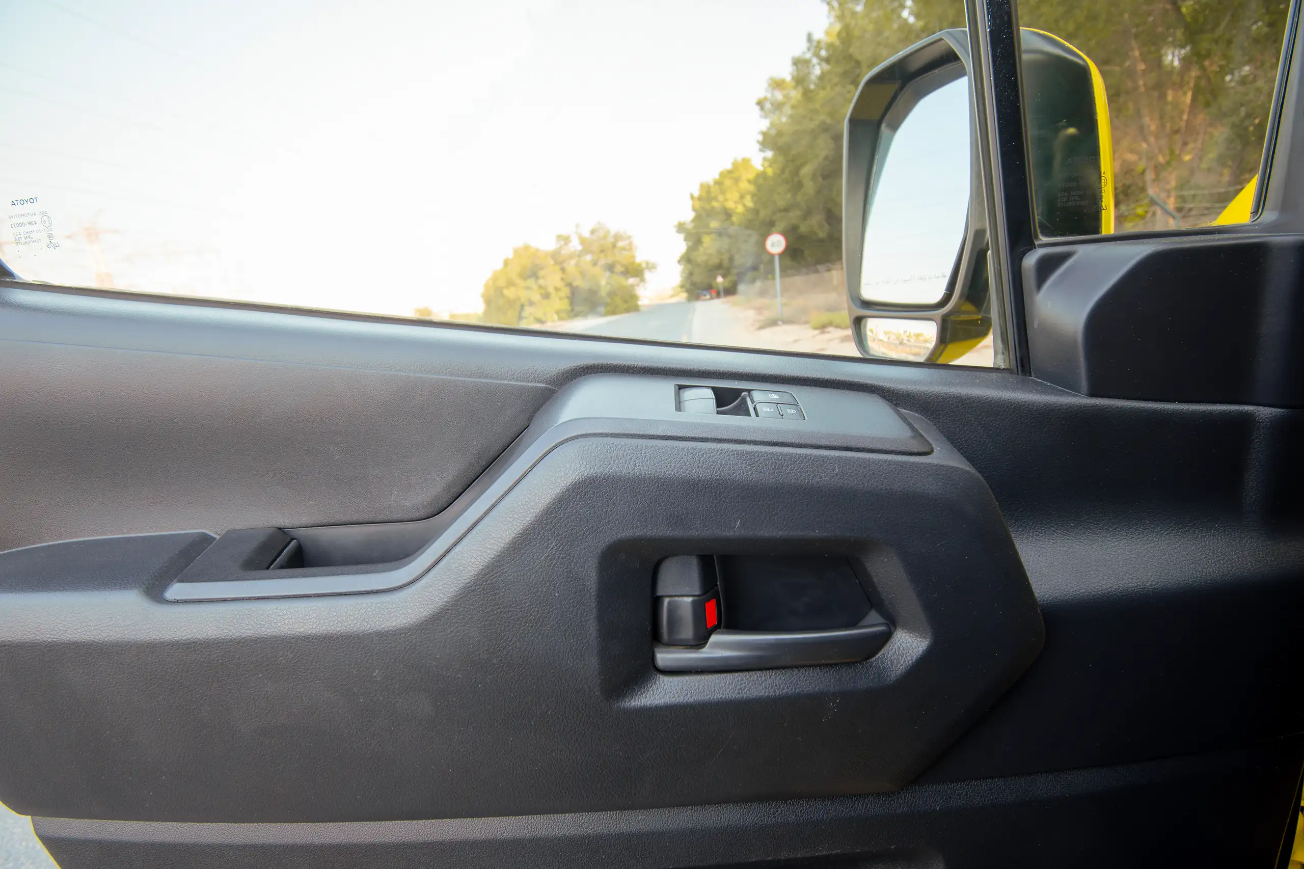 Used 2020 Toyota Hiace GL- High Roof Yellow – Driver Door Panel Full View at First Choice Cars Sharjah