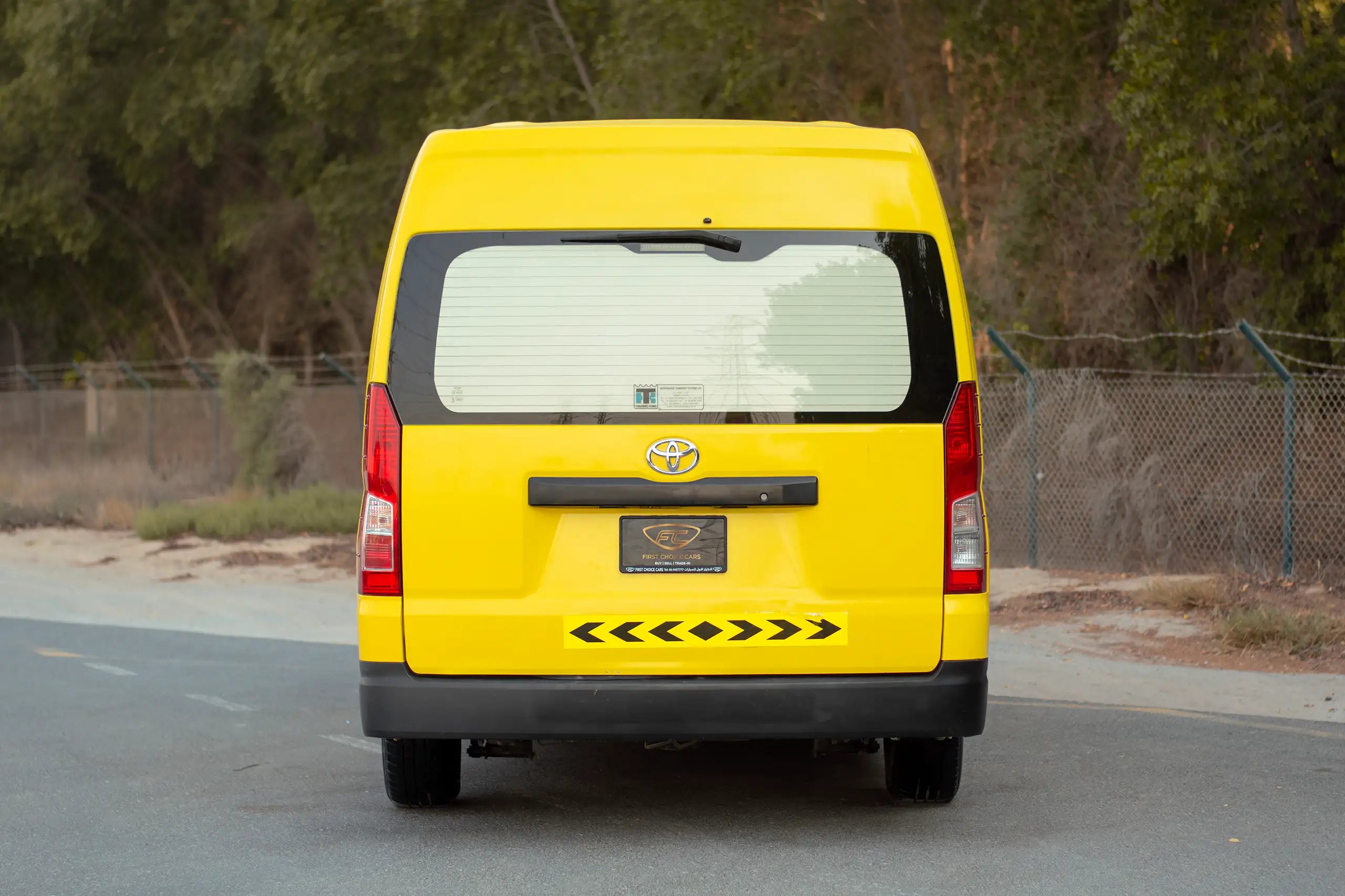 Used 2020 Toyota Hiace GL- High Roof Freezer Van Yellow – Back/Rear View at First Choice Cars Sharjah