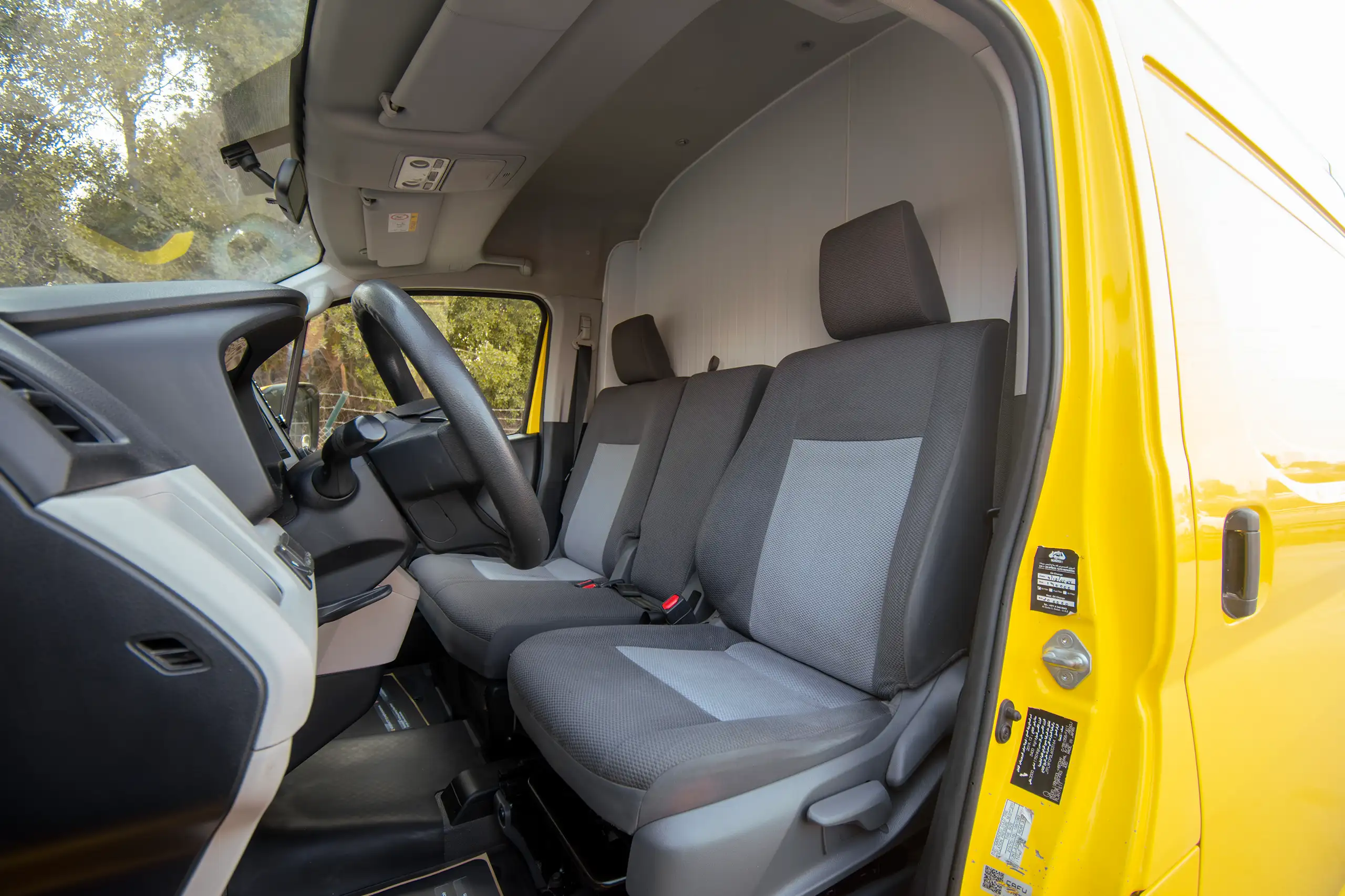 Used 2020 Toyota Hiace GL- High Roof Freezer Van Yellow – Front Driver Side Cabin View at First Choice Cars Sharjah