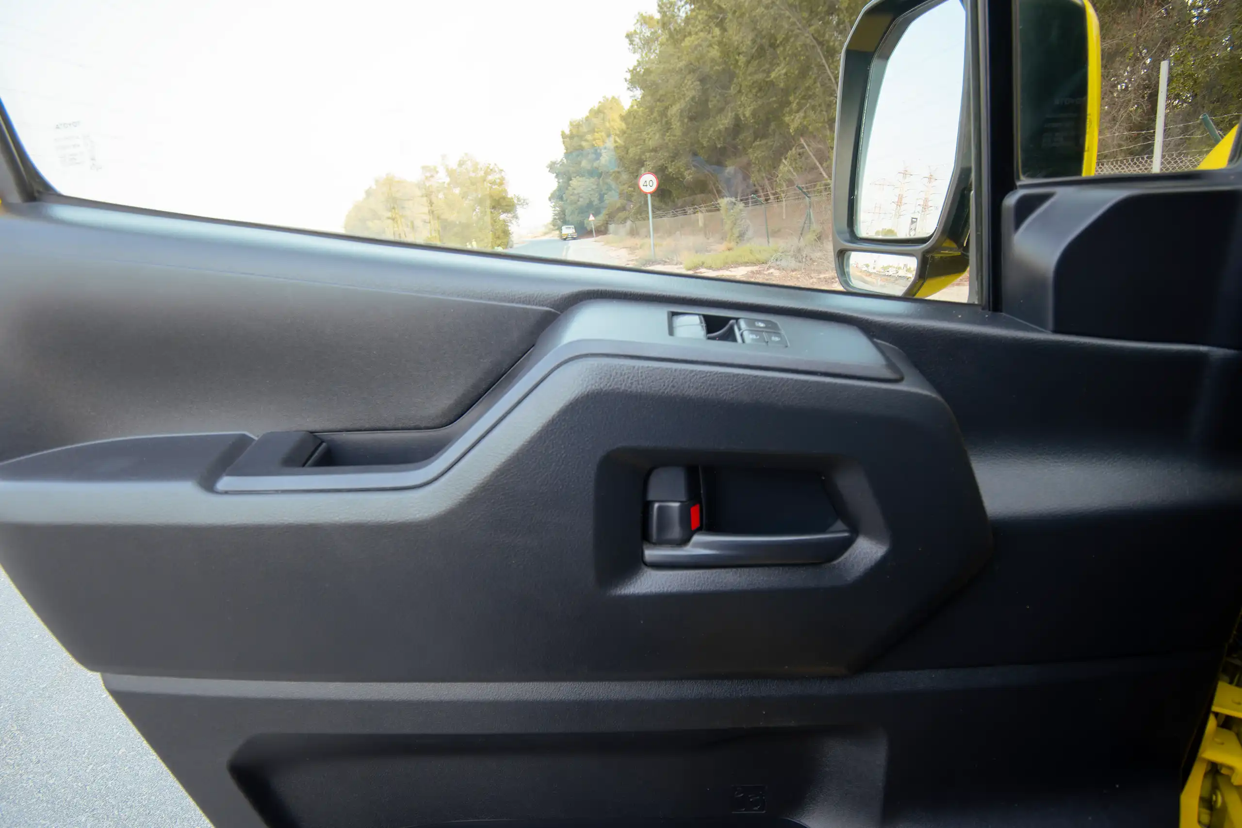 Used 2020 Toyota Hiace GL- High Roof Freezer Van Yellow – Driver Door Panel Full View at First Choice Cars Sharjah