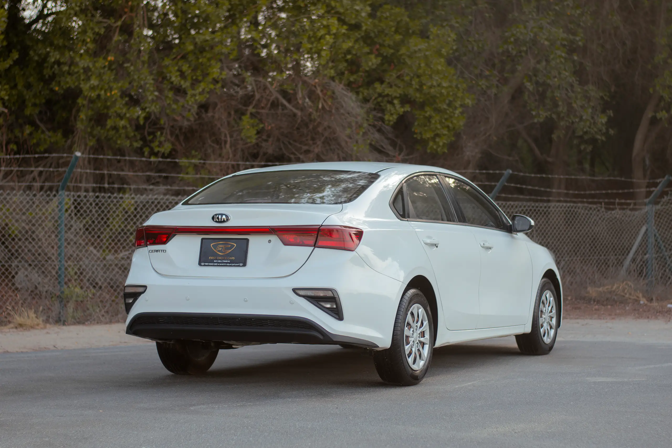 Used 2020 KIA Cerato Lx White – Right Back Diagonal (45°) View at First Choice Cars Sharjah