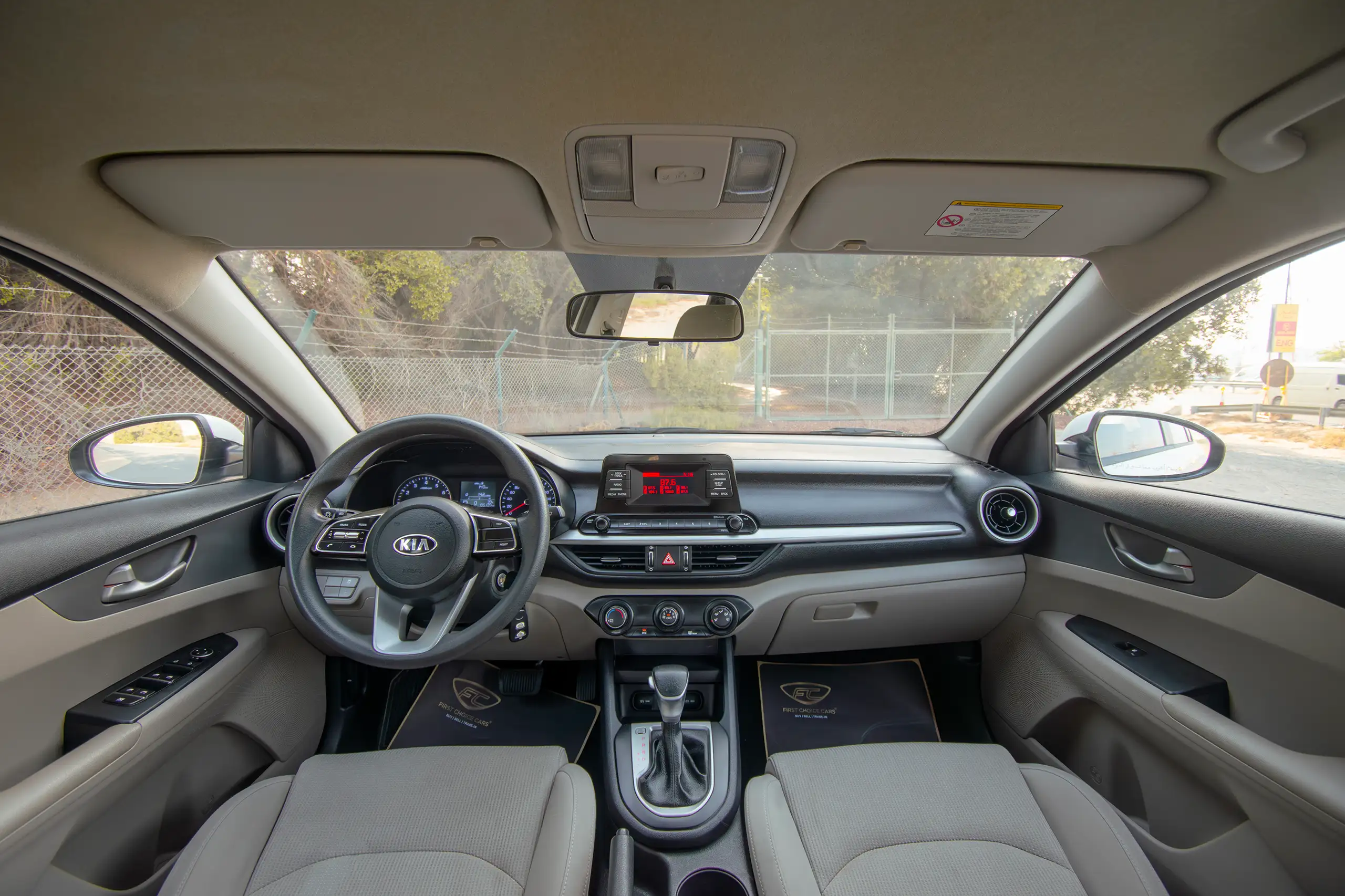 Used 2020 KIA Cerato Lx White – Front Cabin / Dashboard Full View at First Choice Cars Sharjah