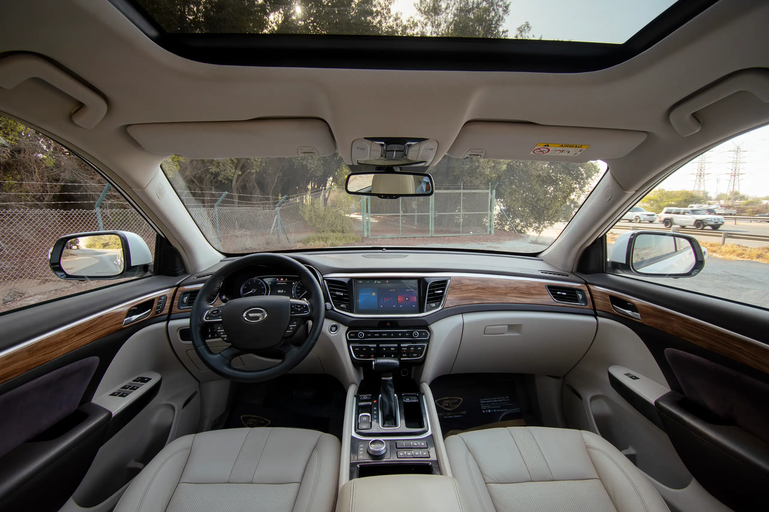 Used 2020 GAC GS8 GL White – Front Cabin / Dashboard Full View at First Choice Cars Sharjah