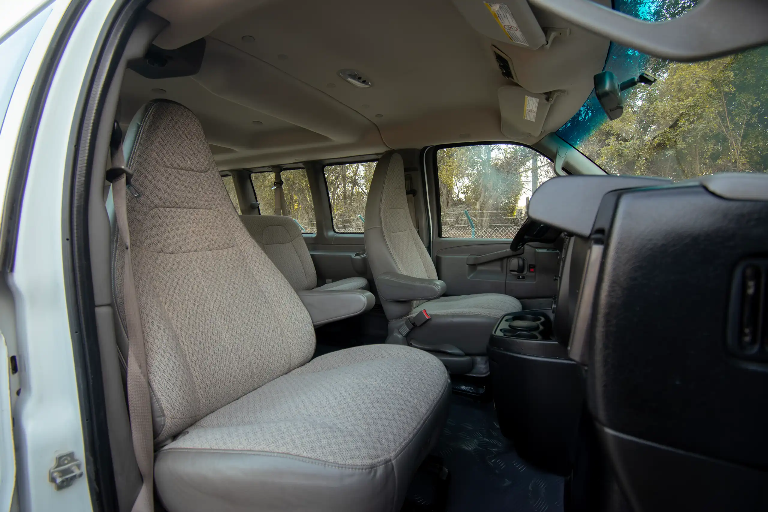 Used 2019 GMC Savana 3500 White – Front Passenger Side Cabin View at First Choice Cars Sharjah