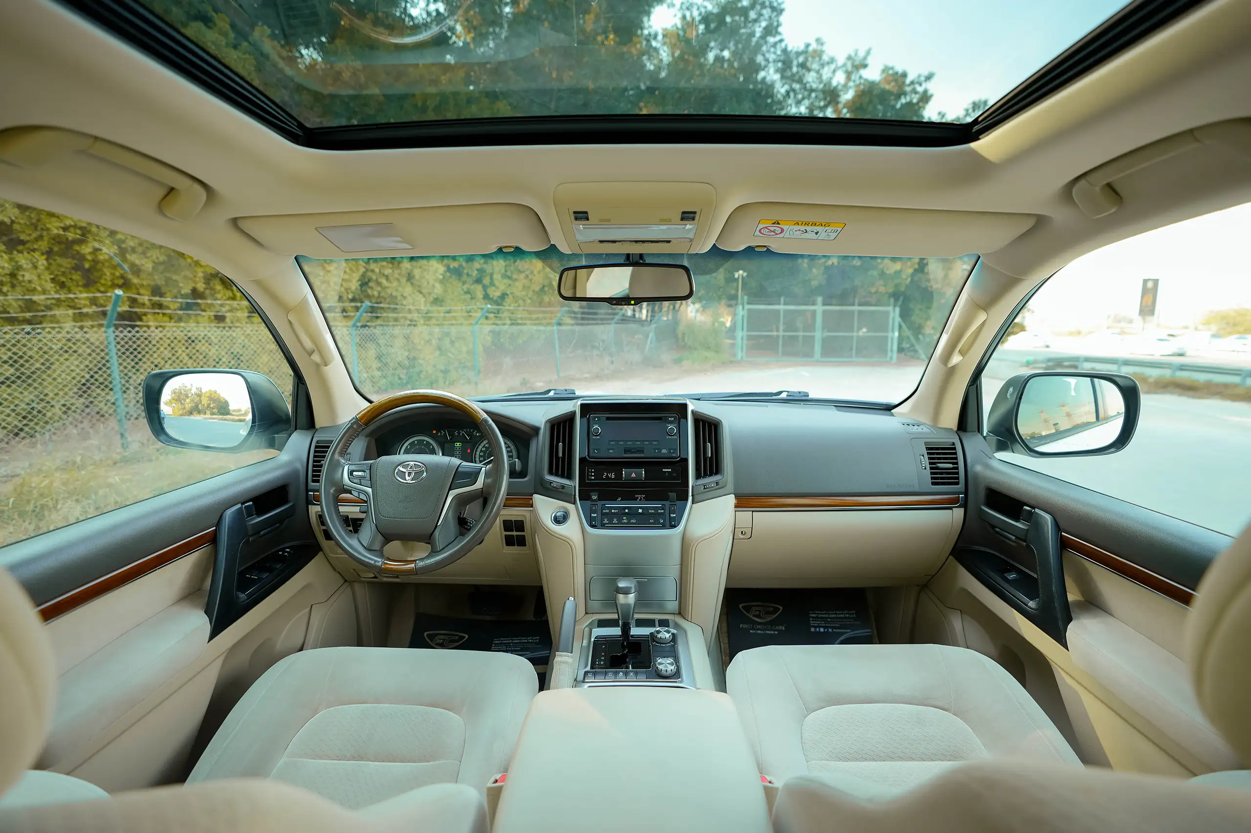 Used 2018 Toyota Land Cruiser EXR White – Front Cabin / Dashboard Full View at First Choice Cars Sharjah