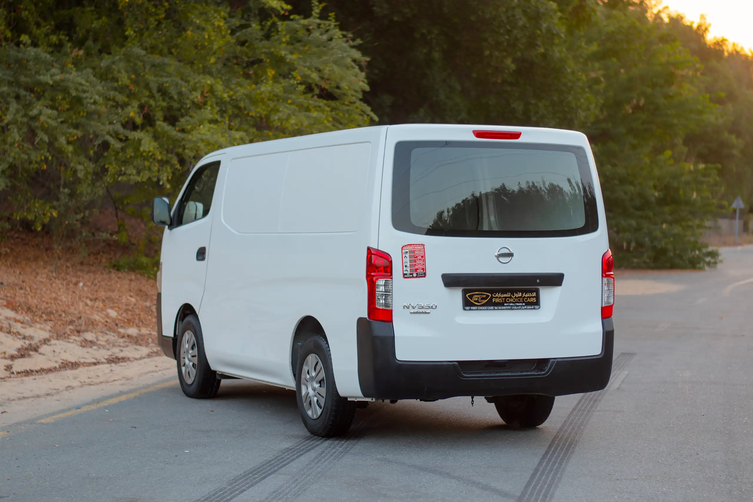 Used 2016 Nissan Urvan Panel Van S/R White – Left Back Diagonal (45°) View at First Choice Cars Sharjah